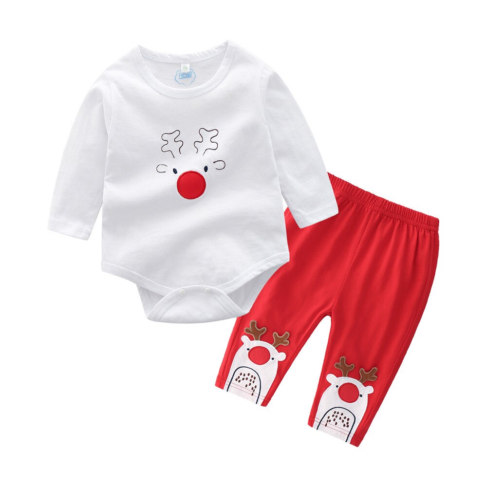 Bebê roupas de natal infantil do bebê meninos meninas manga longa outono dos desenhos animados natal natal veado macacão calças roupas ropa navidad: 12 m