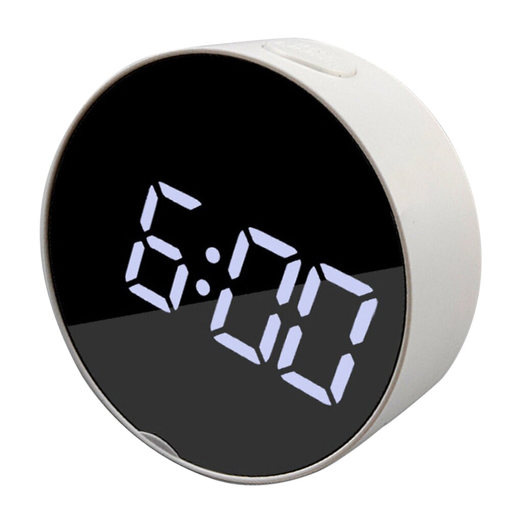 Led Digitale Wekker Batterij Operated Of Usb Lader Poort Voor Slaapkamer/Muur/Travel Met Alarm, kalender En Spiegel Functie: White Frame White L