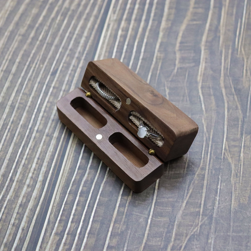 Caja de madera para anillos de compromiso, propuesta, ceremonia de boda, caja para anillos de exhibición de Joyas, caja para anillos