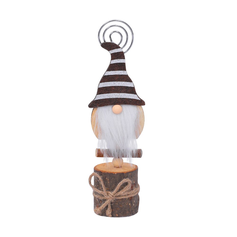 Kerst Hout Stand Gnome Naam Card Note Foto Houder Clip Diy Home Party Decoratie: Stripes Grey