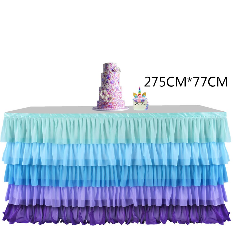 Falda De mesa De gasa con tema De unicornio, falda De mesa De princesa, Decoración De cumpleaños, tul, Bleu, Nappe De mesa, aniversario De boda: Mermaid  C