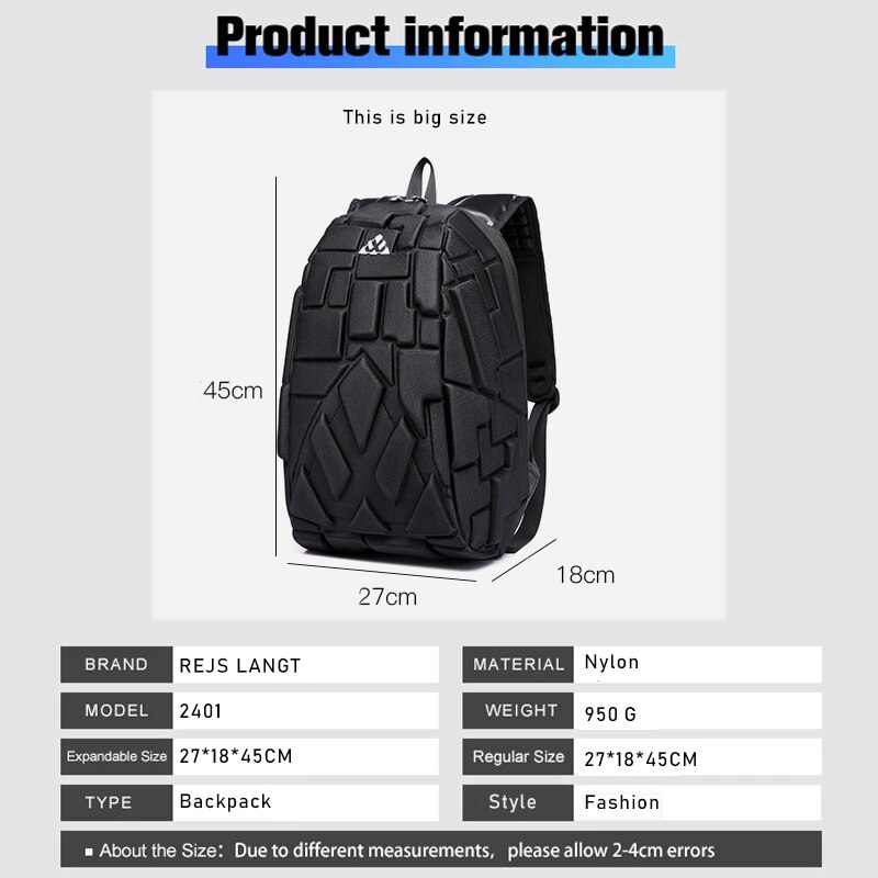 REJS LANGT Casual Rucksack Männer Schule Rucksack Fit 14 Zoll Laptop Tasche Wasserdichte Reise Geometrie Pack Neue Mochila