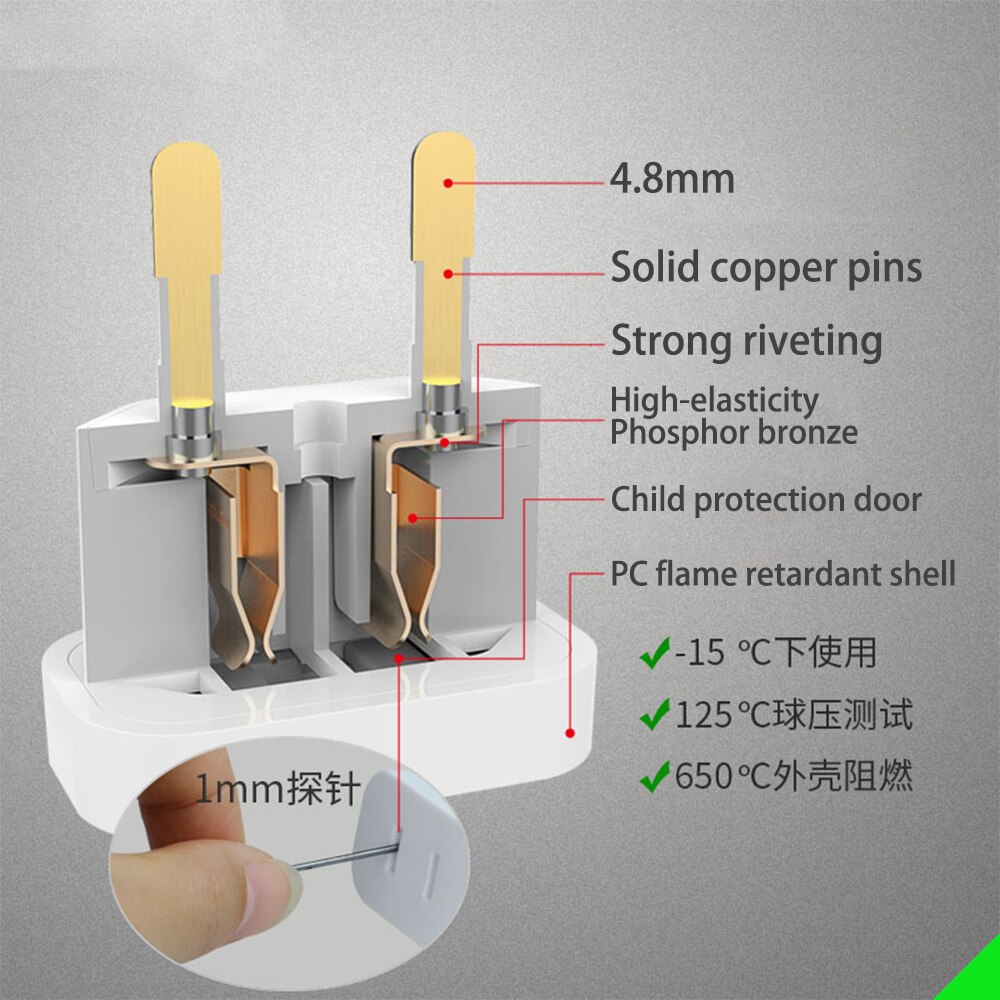 【Upgraded】US To EU Plug CN To Europe Travel Wall AC Power Charger Outlet Adapter Converter 2 Round Socket Input Pin