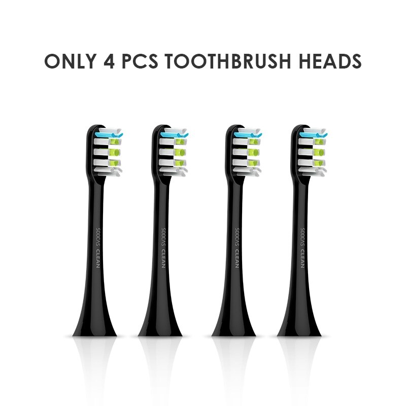 Soocas X3 X1 X5 Vervangende Opzetborstels Soocare X1 X3 Sonic Elektrische Tandenborstel Hoofd Originele Mondstuk Jets Smart Tandenborstel: 4pcs black