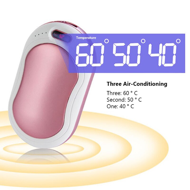 Con pantalla de temperatura calentador Usb para manos banco de energía móvil linterna de masaje calentador de manos