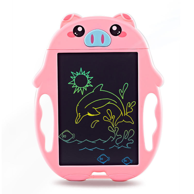 Tablette de dessin animé colorée pour enfants, tableau d&#39;écriture d&#39;animaux, écran LCD de 9 pouces, jouets éducatifs pour filles: Pink Pig