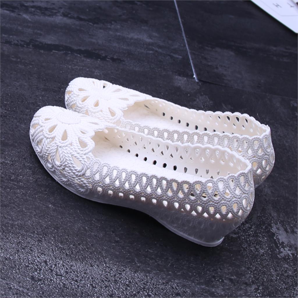 Sandalias de gelatina, sandalias con cuña de plástico blanco de verano para mujer, zapatos blancos pequeños, zapatos cómodos de enfermera, zapatos de trabajo para madre