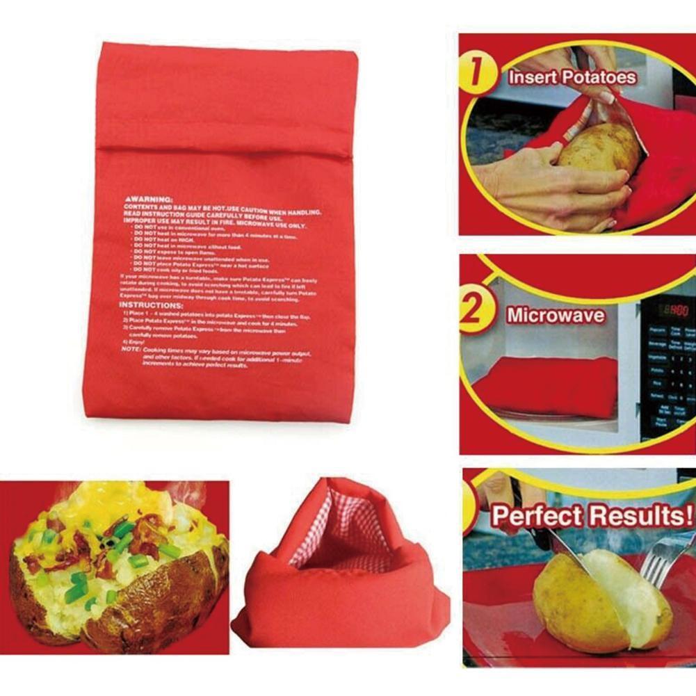 1Pc Rood Wasbare Magnetron Gebakken Aardappel Bag 20*26Cm Zodra) tassen Aardappel Aardappelen 4 Op (Koks Voor Keuken Hotel Koken L3U7