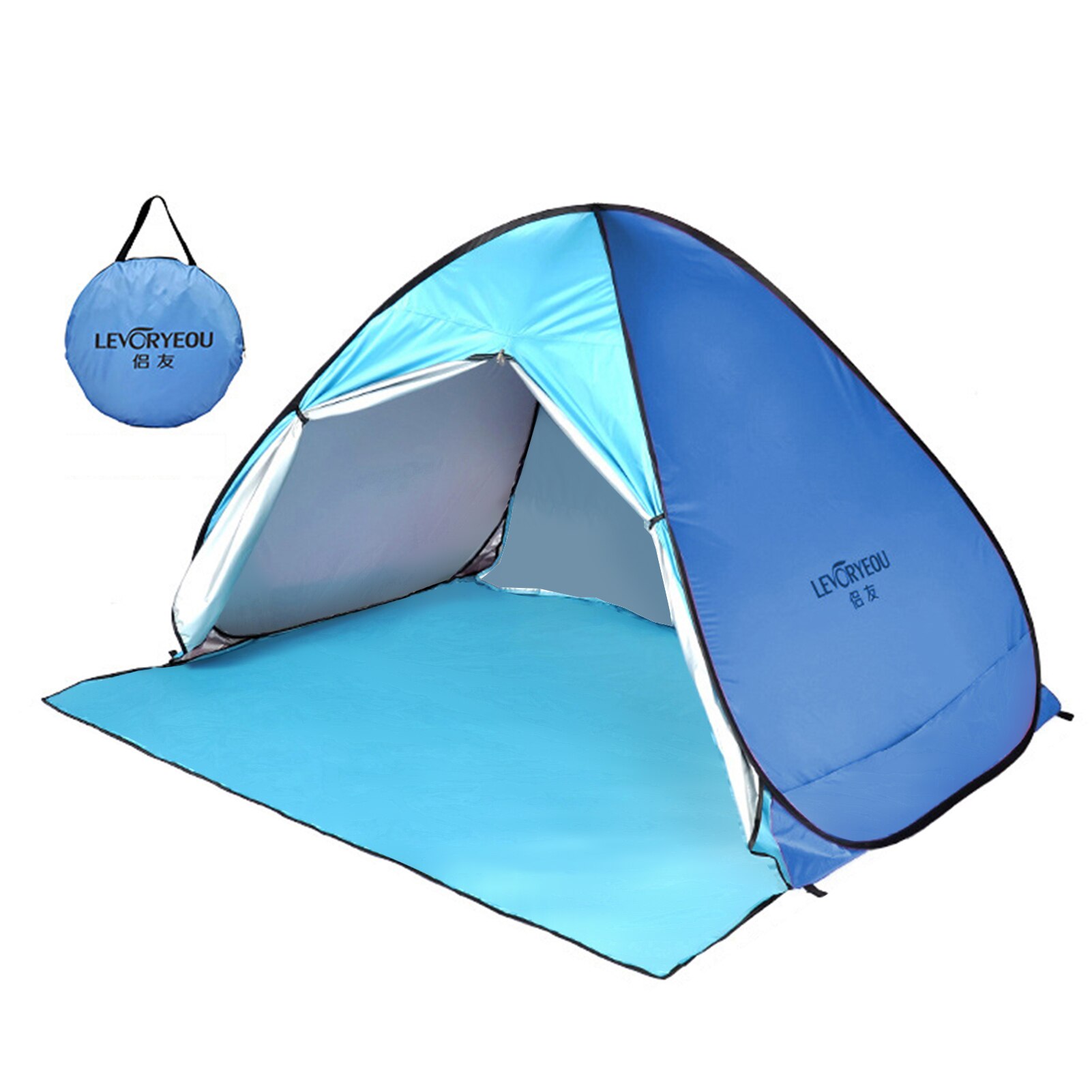 Tenda de acampamento automática de 3 a 4 pessoas, tenda de acampamento ao ar livre, proteção uv, sombra, toldo para camping, praia, ambiente externo: Blue 2-4 people
