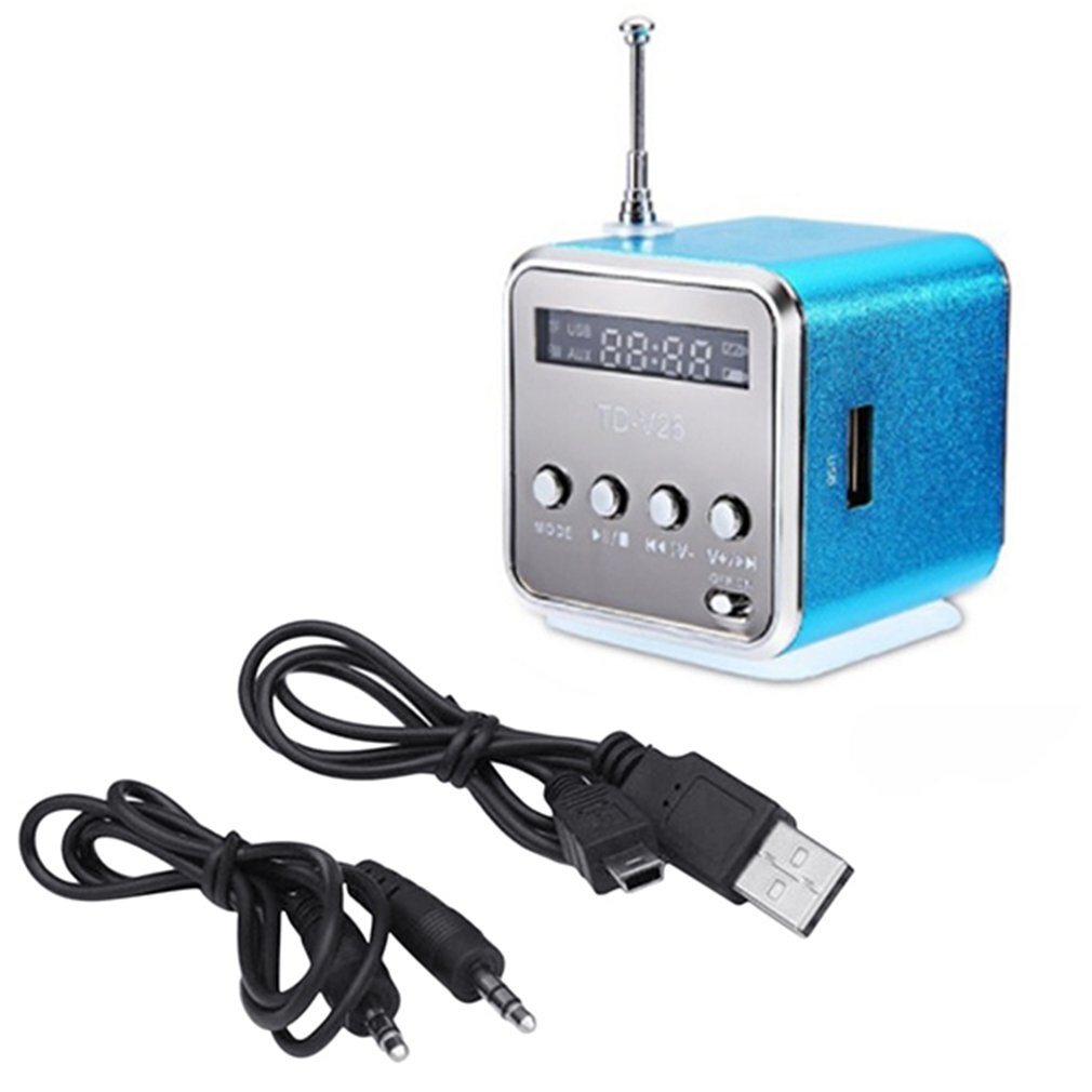 Draagbare Td-V26 Digitale Fm Radio Speaker Mini Fm Radio Ontvanger Met Lcd Stereo Speaker Ondersteuning Micro Tf Card: Blauw