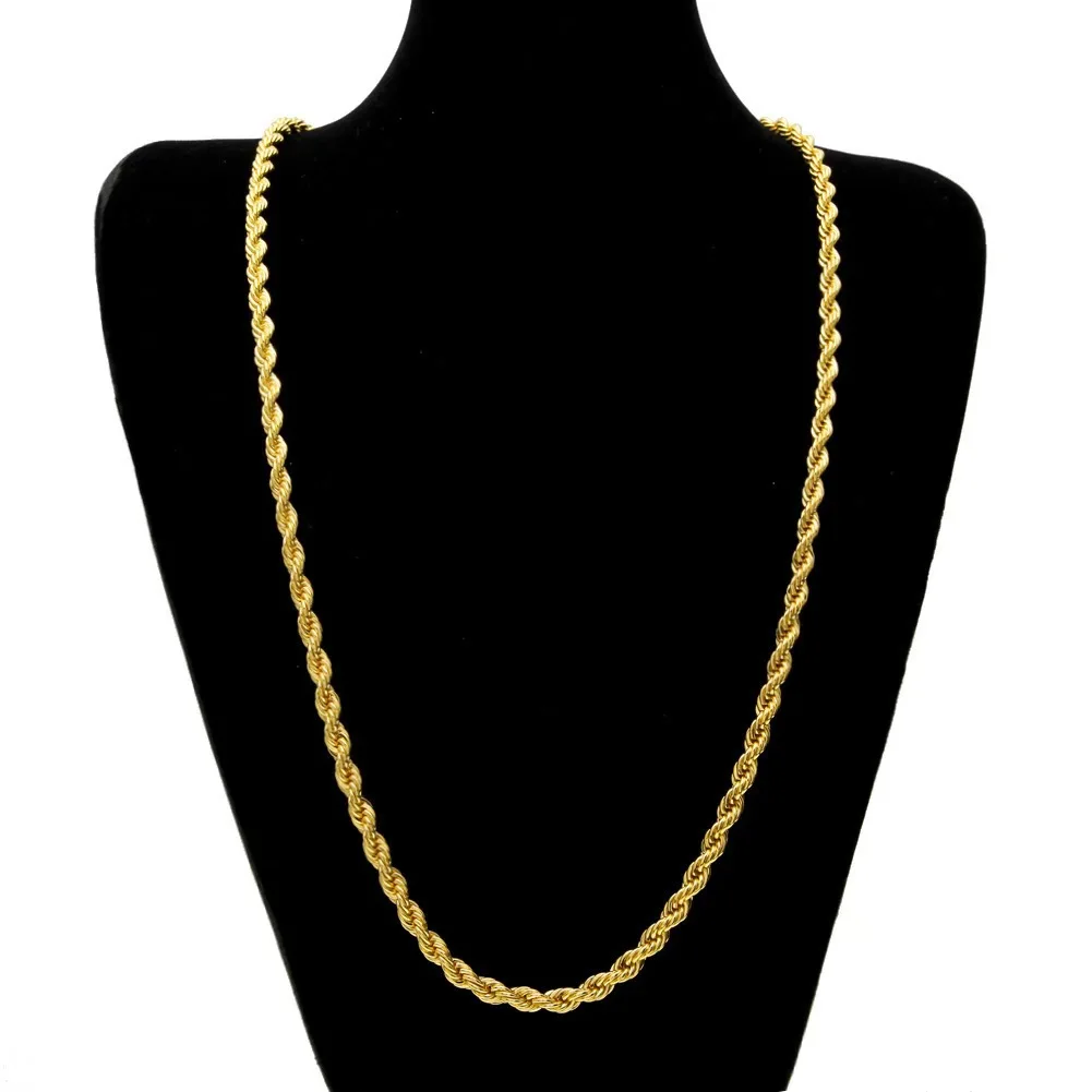 Colar de ouro 18k y2k 3mm corda torcida torção corrente de galvanoplastia para homens mulheres joias de casamento presentes