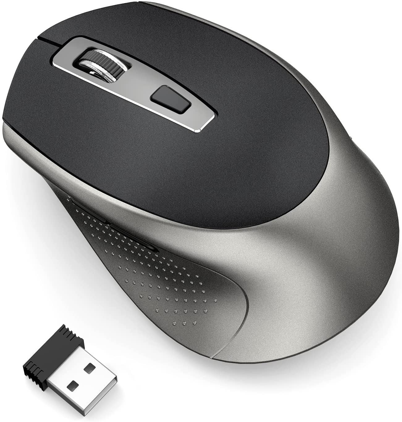 Mysz Bluetooth, bezprzewodowa mysz komputerowa z 6 przyciskami, 5 DPI i odbiornikiem USB, Laptop, Chromebook, PC, Macbook, ipad-black &amp; Grey