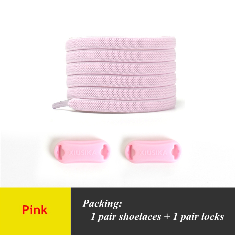 Cordones sin atar para zapatillas de deporte para niños y adultos, cordones elásticos para zapatos planos, cordones para perezosos, 24 colores, 1 par: Rosa