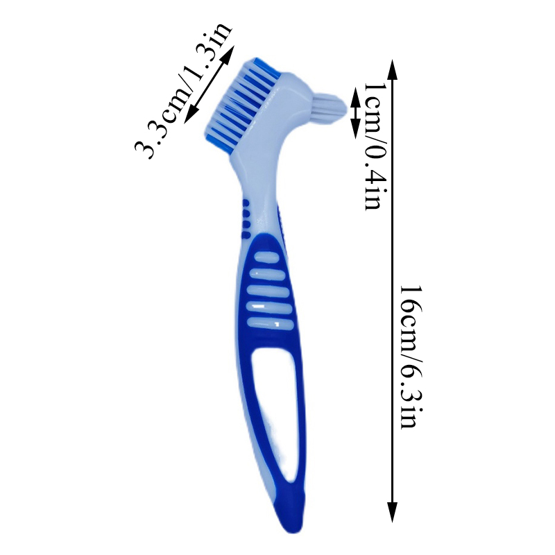 Escova De Limpeza De Dentadura com Punho Antiderrapante Escova De Dentes Antibacteriana, Cerdas Multi-Camada, Escova De Dentes Falsos, Ferramenta De Cuidados Orais, 2 Lados
