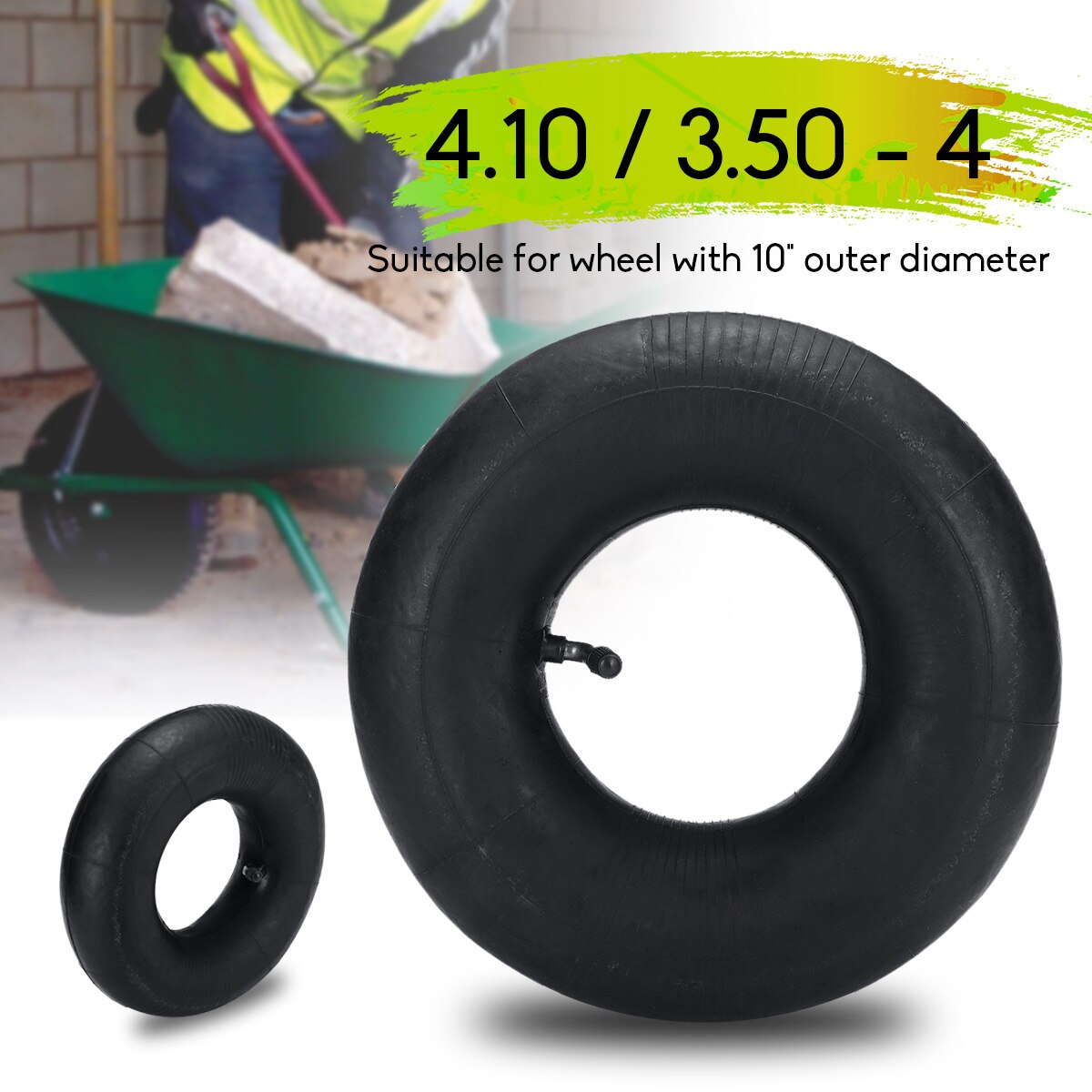 1 st pneumatisk hjulvagn hjul innerrör för vagn hjul med 10 tum ytterdiameter 4.10/3.50-4