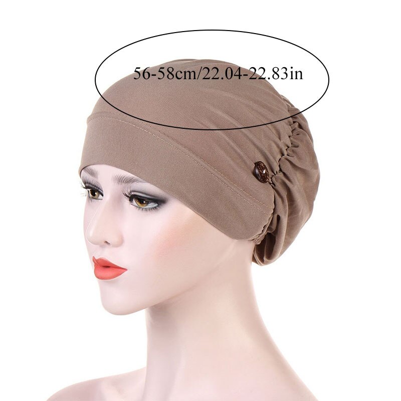 Elastic Cotton Turban Hat Solid Color Warm Winter Headscarf Bonnet Inner Hijabs Cap Muslim Hijab Female Headwear