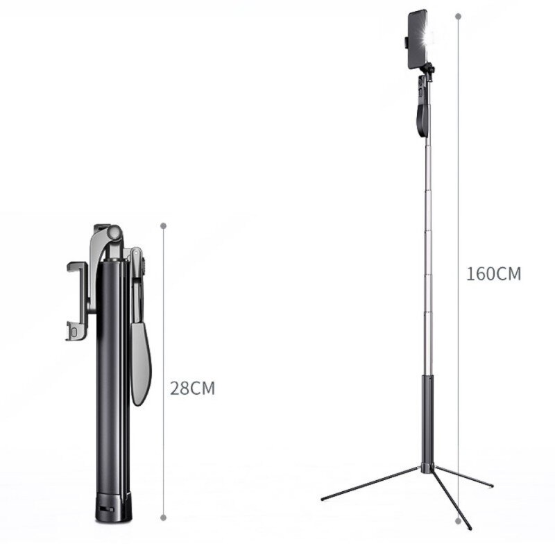 Mobiltelefon anti-ryste stabilisator kamera stativ folde gimbal udendørs sports selfie stick beslag: 160cm enkelt lys