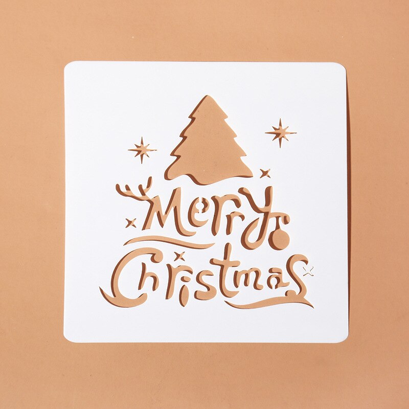 EZONE, regla de pintura de Navidad, de alce, de Navidad, Forma del árbol, plantilla hueca, sello, herramienta de dibujo DIY, papelería de Estudiante: 11