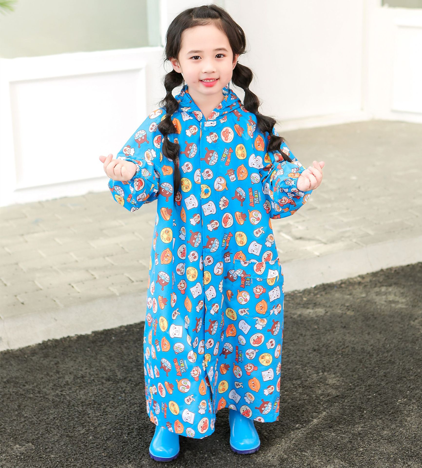 Poncho imperméable de dessin animé pour enfants et élèves, une pièce avec cartable, imperméable et résistant à la neige: Bleu / XXL