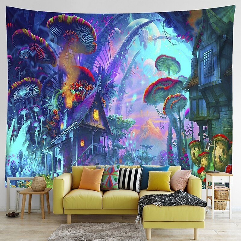 Forest Mushroom Tapestry Psychedelic House Wall Hanging Cover Tapestry Home Decor Wall Tapestry Tapestry Wall Hanging