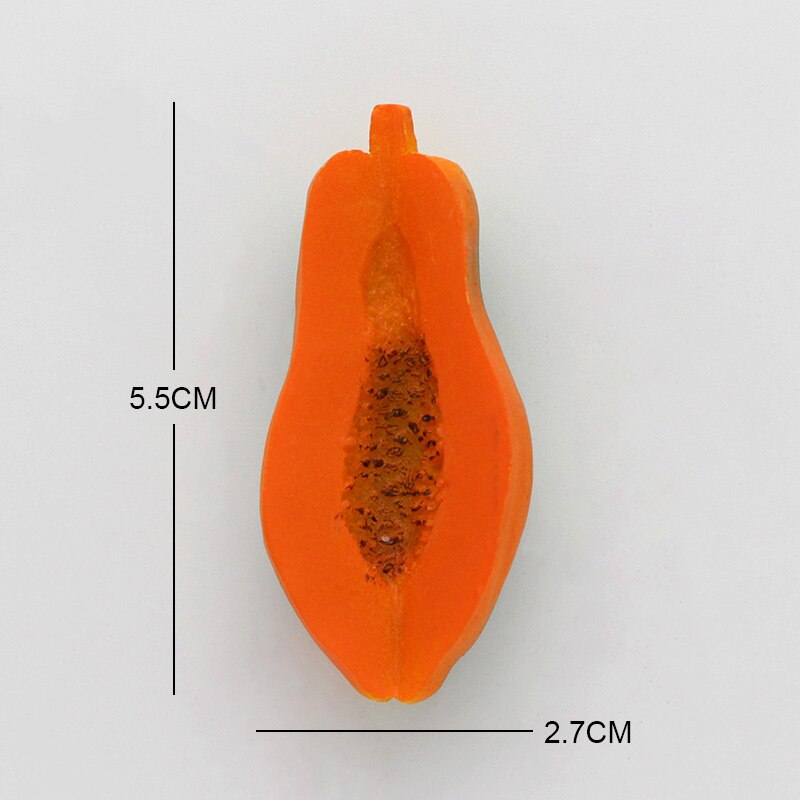 Simulation food 3D fridge magnets magnetic refrigerator paste fruit bread dragon fruit Hami melon ice cream egg home decoration: Papaya