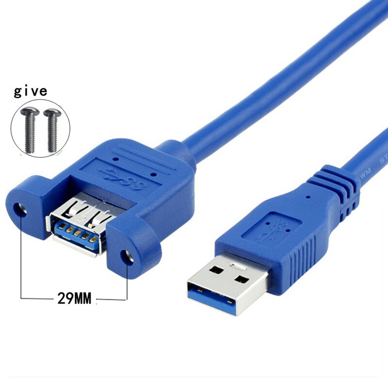 USB3.0 Male to Female Extension Cord with Nut Screw Hole with Ear USB Data Cable