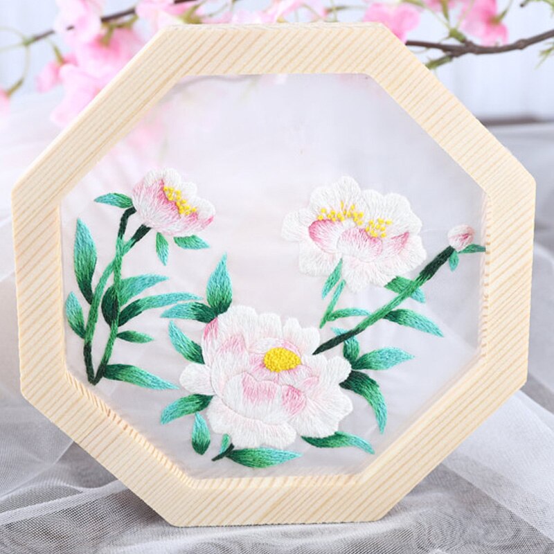 Kit de costura con bordado de flor china, con aro de bastidor bordado, juego de punto de cruz, manualidades, pintura artística, decoración para el hogar