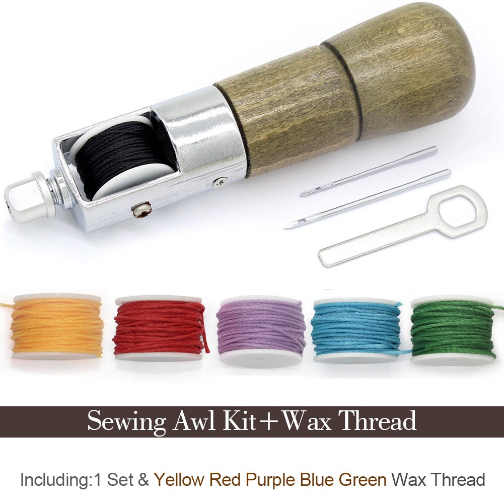 DIY Shoe Repair Leather Supplies Craft with Needle Waxed Thread Leathercraft Accessories Stitching Awl Tool Kit Sewing Machine: PG08X5