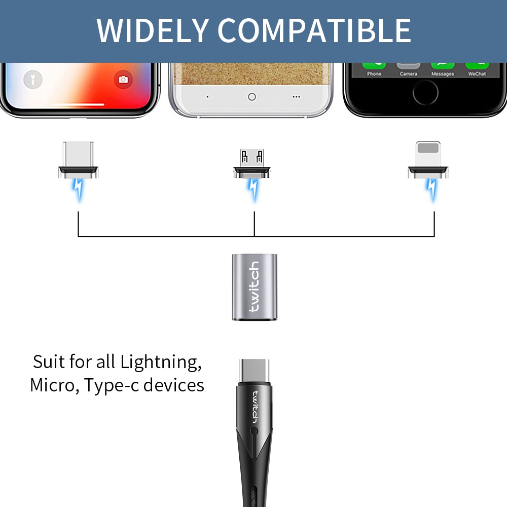 Twitch Type C Magnetic Adapter For iPhone Samsung Huawei xiaomi Type C Female To Micro Male USB Converter Magnet USB-C Connector