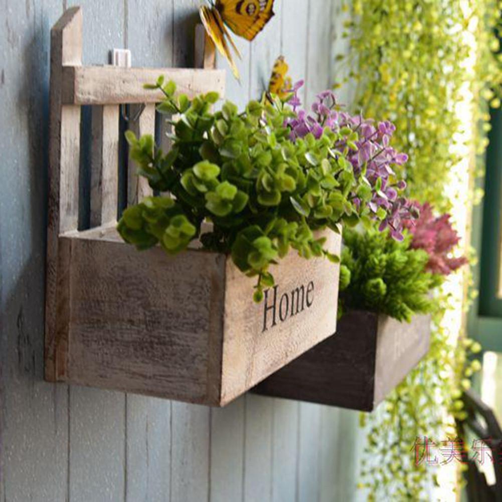 Cesta de madera para flores flor para colgar en pared, maceta hecha a mano de , cesta de madera para flores para decoración del hogar