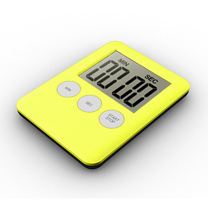 Super Thin LCD digital Kitchen Timer Square Cooking Timer Count Up Countdown Alarm Magnet Clock Temporizador: Yellow