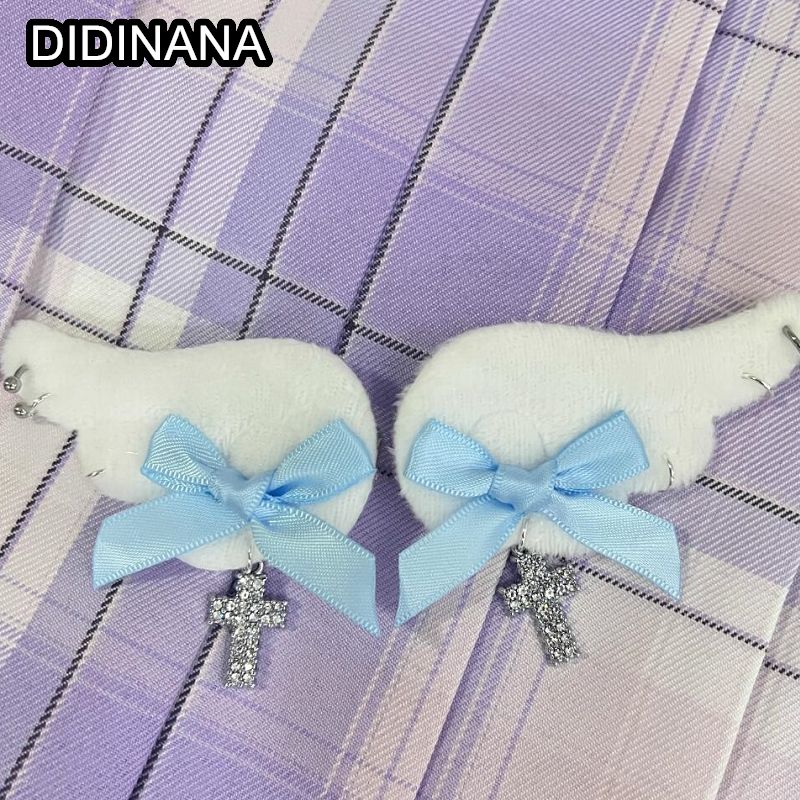 women Multicolor pills angel wings y2k subculture Spice Girl cool edge headwear hairpin ornaments Lolita Harajuku punk hair clip: Silver
