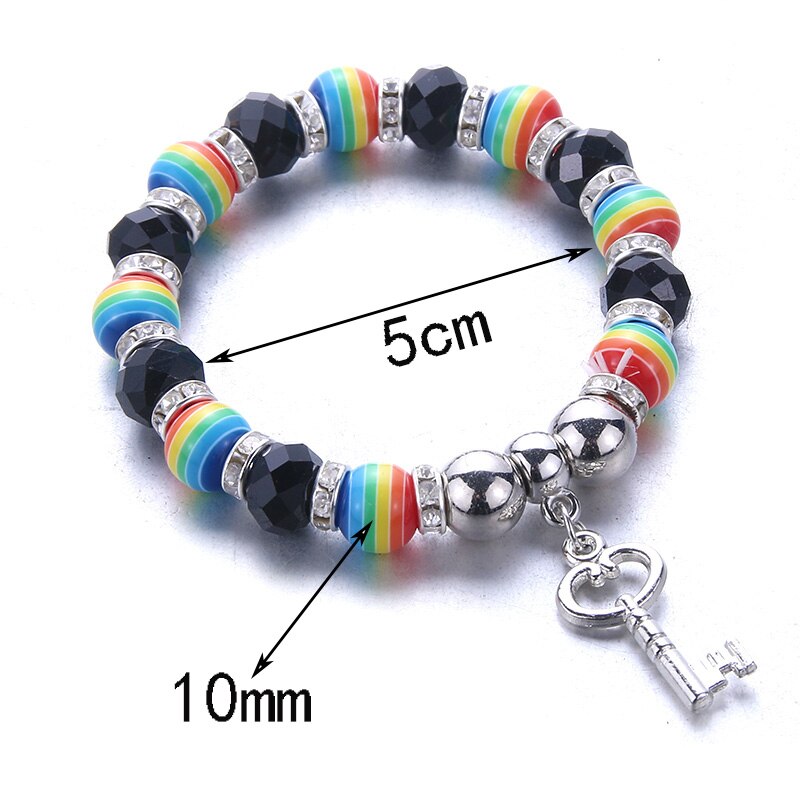 Pulsera con abalorios elásticos para niño y niña, brazalete con cuentas de colores, arcoíris, joyería fina