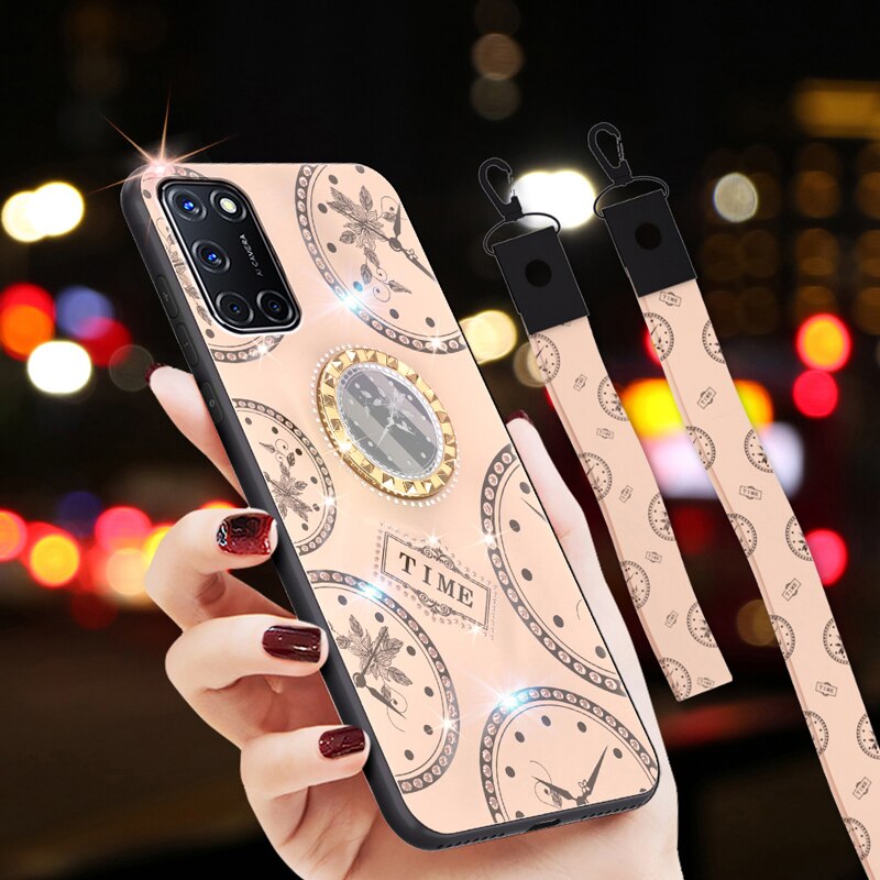 Scintillio Del Diamante Cassa Del Telefono Per OPPO A52 A72 A92 A92S Strass Orologio Del Basamento Per OPPO A52 A72 A92 A92S Posteriore copertura