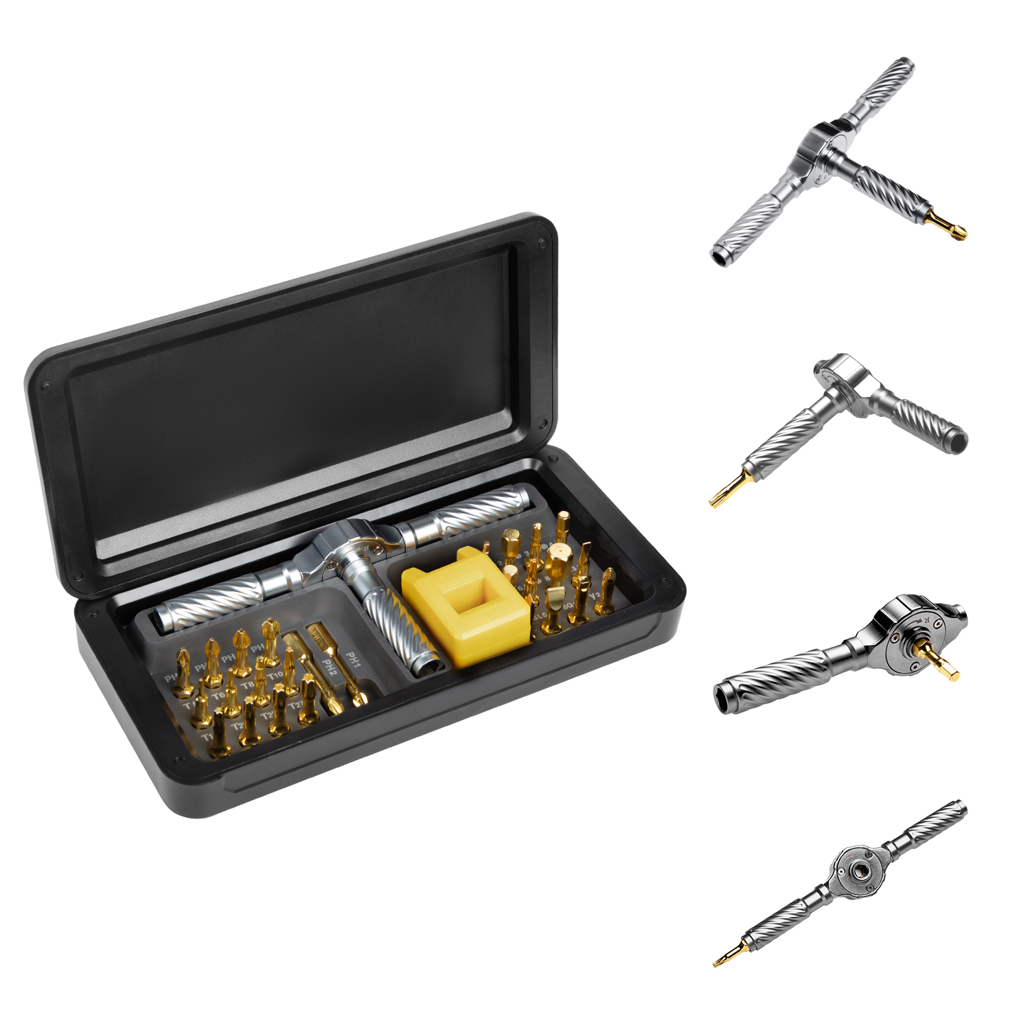 VMAN 24in1 Multifunction Ratchet Screwdriver Set Multi Magnetic Bits Mini Repair Tool Kit Household Tool For PC & Iphone Etc.: Gold