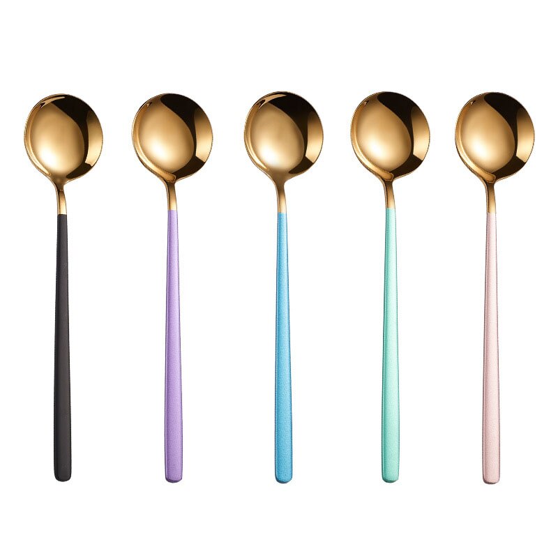 Cucharas doradas de acero inoxidable 304, Juego de 2 piezas de cubiertos dorados, cuchara de postre dorada única, cubertería Ettuce
