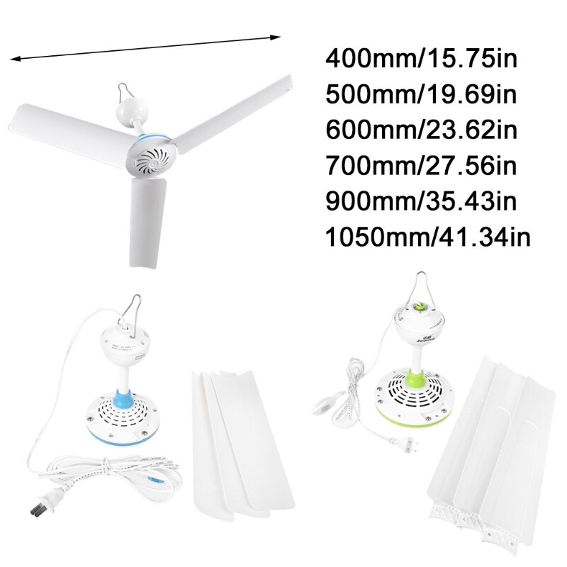 AC 220V 15.7 to 41 inch Silent Ceiling Fan Mute Electric Hanging Fan with Switch for Dining Living Room Home Bed Dormitory