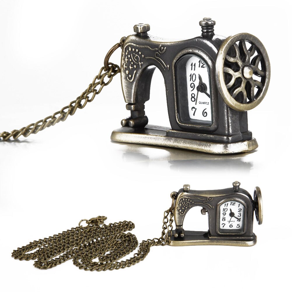 Necklace Pocket Watch Retro Antique Bronze Alloy Sewing Machine Watchs With Necklace Chain Best 88 LL