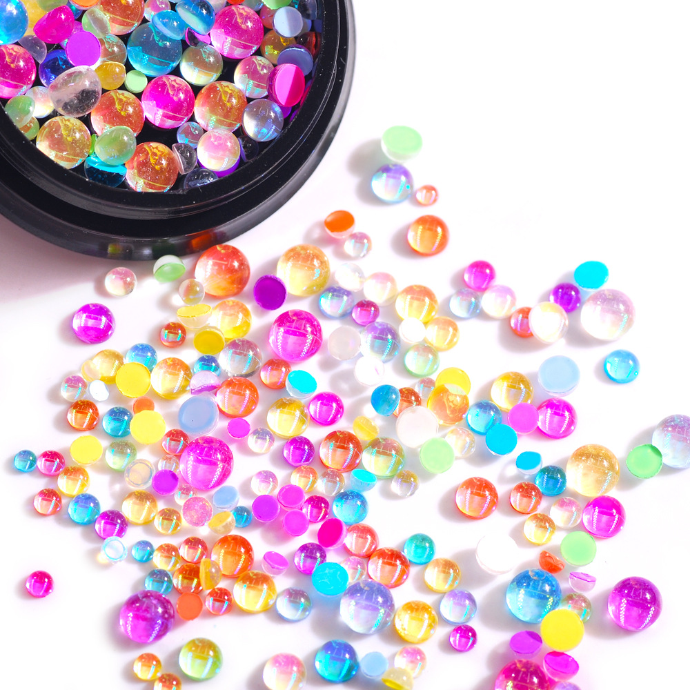 10G Gemengde Grootte Nail Art Mermaid Ronde Glazen Steentjes Mermaid Plaksteen Crystal Diy 3D Kralen Glitter Stones Decor Accessoires: Mixed Colors