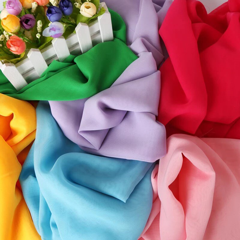 150cm bredt tøj tøj chiffon solidt almindeligt stof ren sommer kjole syemateriale mange farver pr. meter