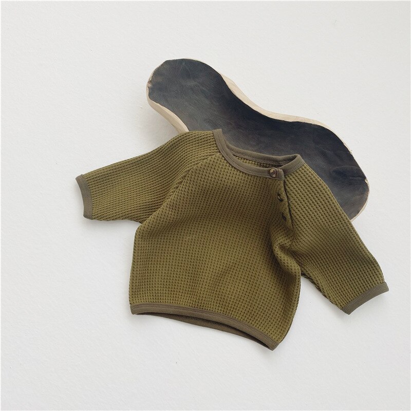 Menoea Meisjes Jongens Sweatshirt Lente Mode Katoen Volledige Mouw Babys Sweatshirt 0-3 Jaar Kinderen Effen Kleur kleding: AH1725Green / 24M