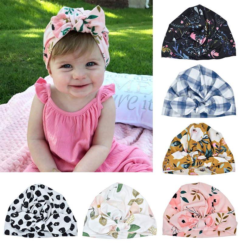 Schattige Baby Meisje Indian Geknoopt Cap Gedrukt Konijn Oor Hoed 6 Kleuren Multifunctionele Baby Haar Accessoires lente Herfst