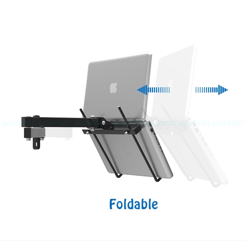 Foldable Wall Mount 17-27 inch Laptop Holder Two Arms Full Motion Laptop Cooler Retractable Notebook Hanger