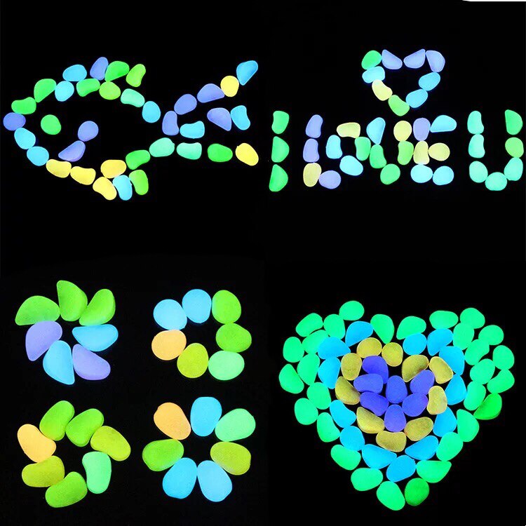 100/200Pcs Glow In The Dark Luminous Stones Rocks Garden Pebbles for Garden Walkways Path Patio Garden Yard Fish Tank Decoration