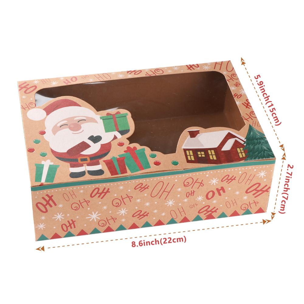 Ourwarm 12/24Pcs Kraftpapier Kerst Cookie Dozen Met Clear Window 22*15*7Cm nieuwjaar Gunsten Dozen Voor Cookies Treats