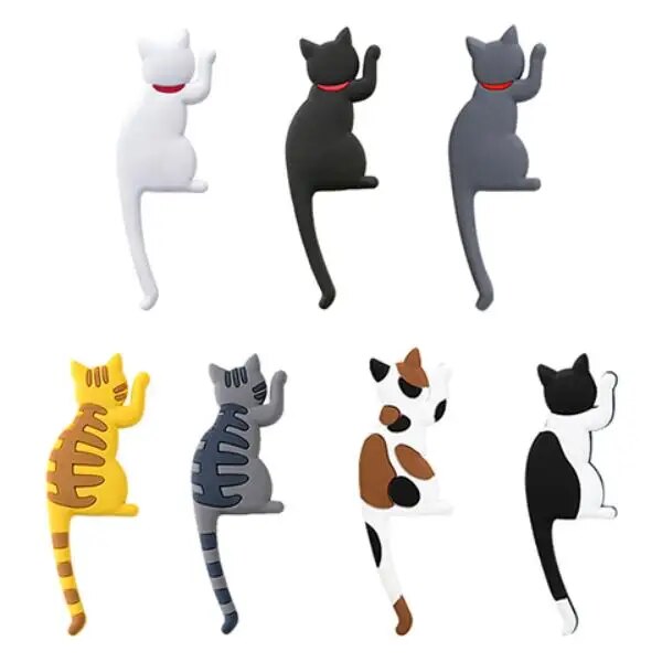 Kühlschrank-Magnethaken im süßen Katzen, Kawaii-Kühlschrankaufkleber, stanzfreier Magnethaken, magnetischer Aufbewahrungshaken: Navy Blau