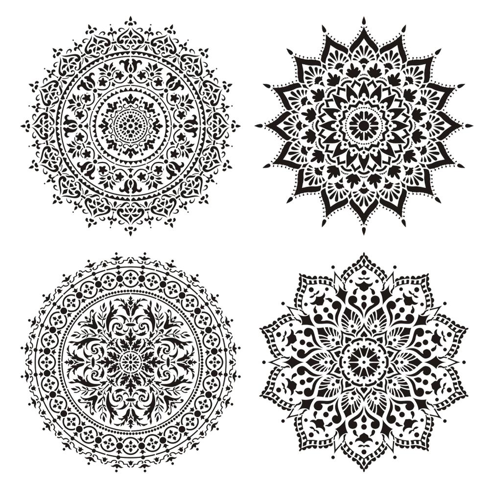 4 kpl mandala piirustusmalli tee itse tapetti huonekalut lattia spray seinämaalaus malli 30*30cm