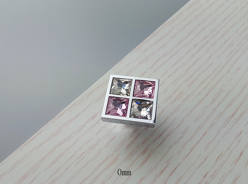 Real Crystal Glass Diamond Pink Handle Knobs Furniture Sliding Door Drawer Knob Wardrobe Kitchen Cabinets Cupboard Dresser Pulls