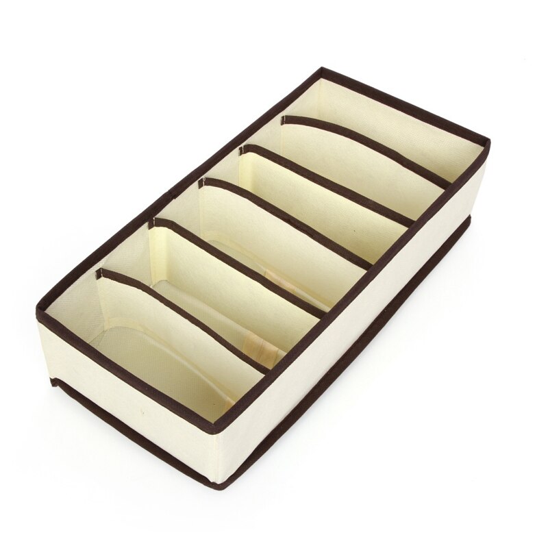 Underwear Bra Storage Box, Foldable Fabric Closet Organizer Drawer Closet Organizers Boxes for Underwear Scarves Socks Bra ect.: 1pcs Beige 6 cells