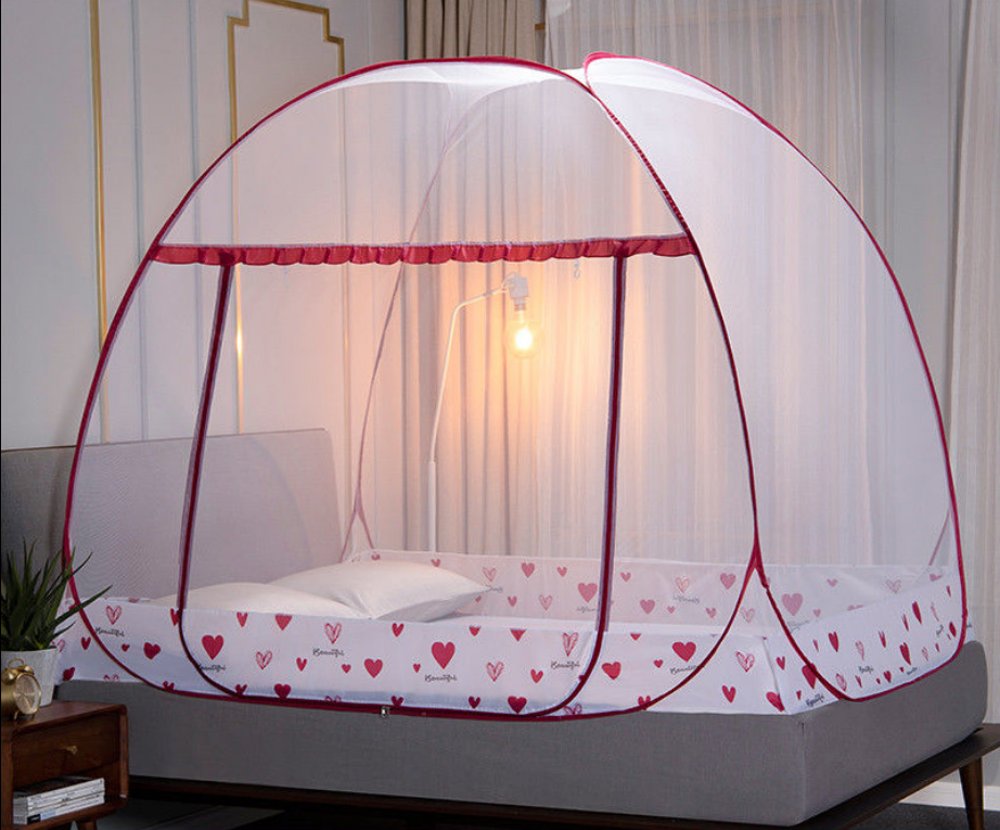Hartpatroon yurt klamboe verhoging encryptie eendeurs dubbel huis 1.8m studentenhuis 1m slaapkamers klamboe: Rood 150 x 200cm
